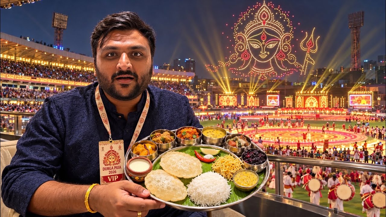 Kolkata Made History! 😱 Eden Gardens Durga Puja Opening || Epic Drone Show & FREE 6 Ballygunge Food