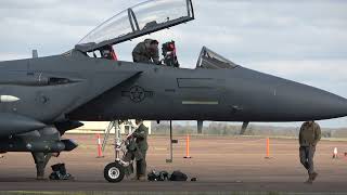 2x Lakenheath F15  Start Up  Departure  RAF Fairford  07/02/22