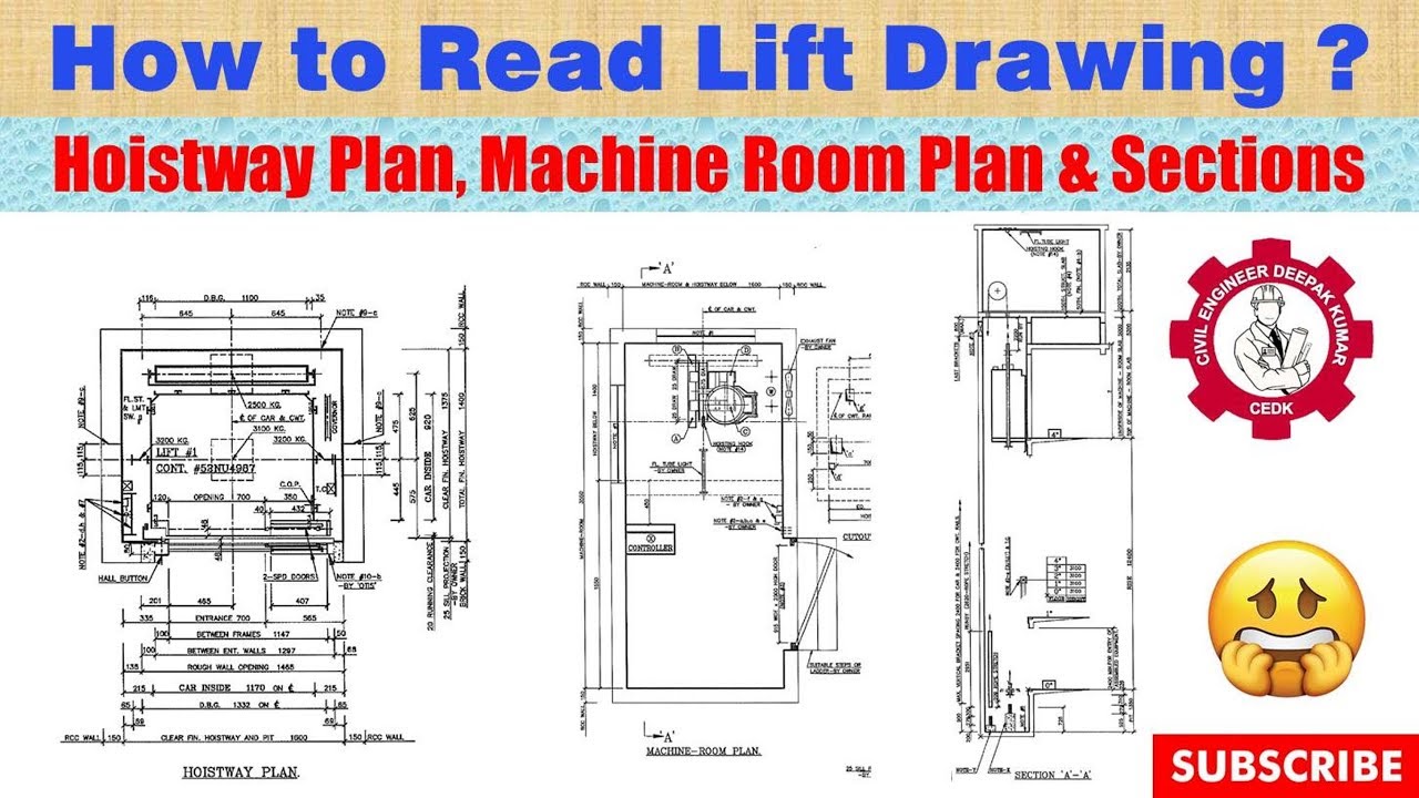 How To Read Lift Drawing Hoistway Plan Machine Room Plan And 