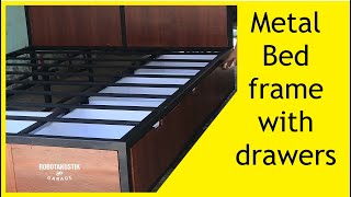 Metal Bed Frame with Drawers