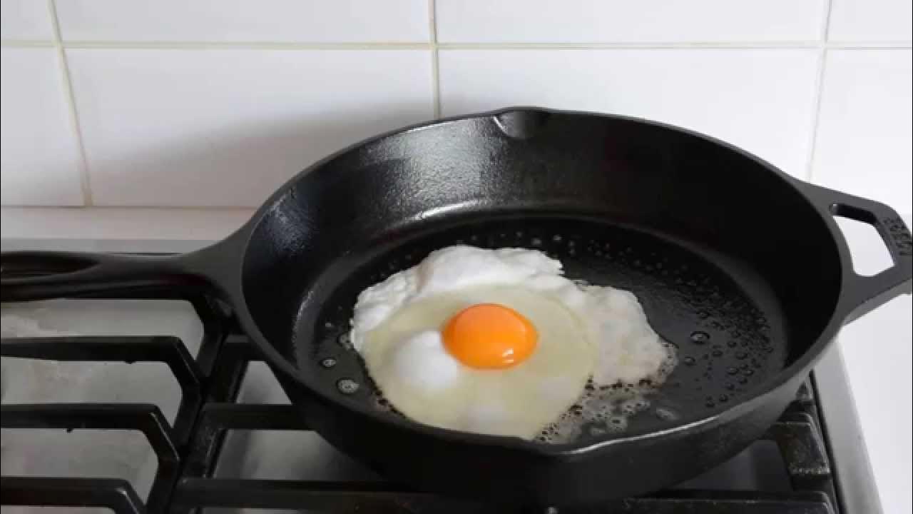 Non-Stick Demonstration Frying Egg in Brand New Lodge Cast Iron Skillet  