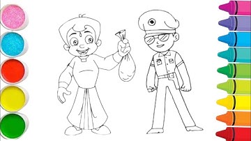 Little singham 🔥😎 Chhota Bheem 👊💥 drawing colour |Chhota Bheem drawing | little Singham drawing kids