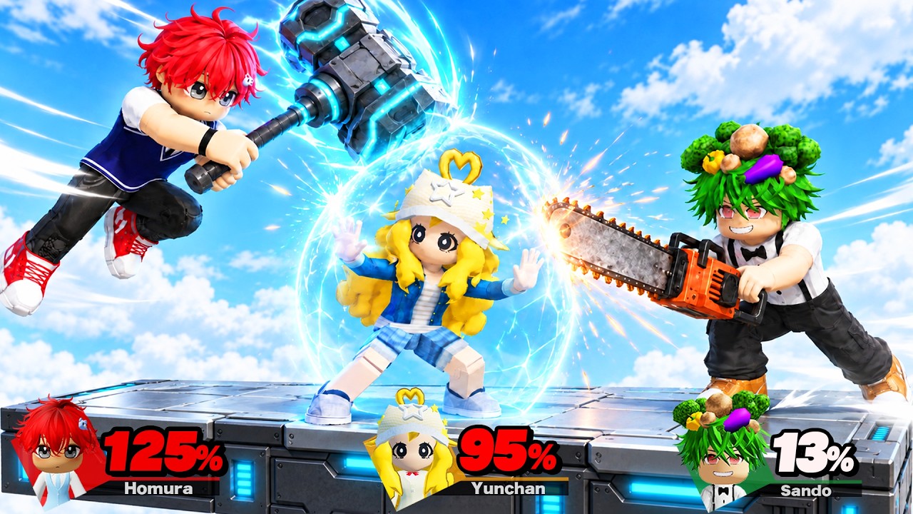 The Roblox version of Smash Bros! We had a massive brawl with