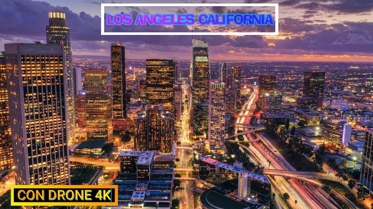 Los Angeles California Vista aérea de noche YouTube