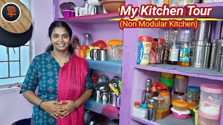 My Kitchen Tour /Space Savings kitchen Organization and ideas in Tamil /  Small Non Modular Kitchen