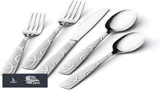 HIKAA 40PCS Stainless Steel Silverware Set Modern Flatware Set for Kitchen Mirror