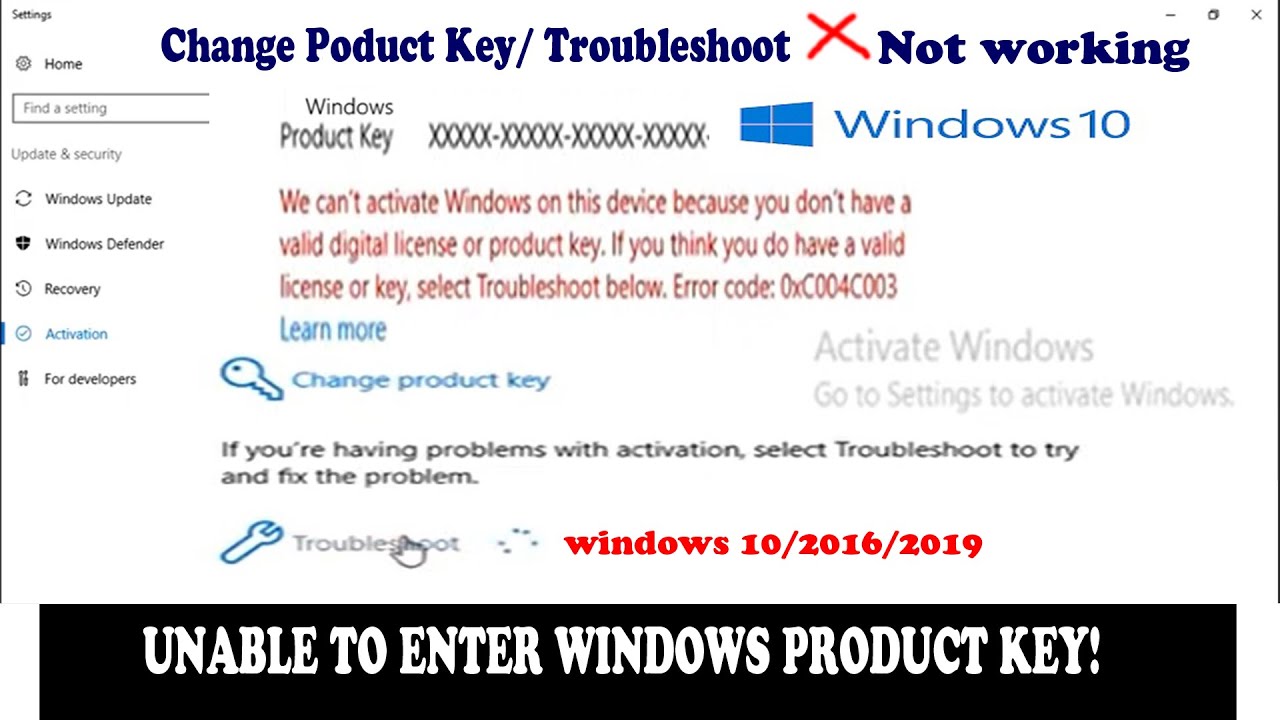 How To Fix Windows 10 Server 2016 Activation Error 0xc004c003