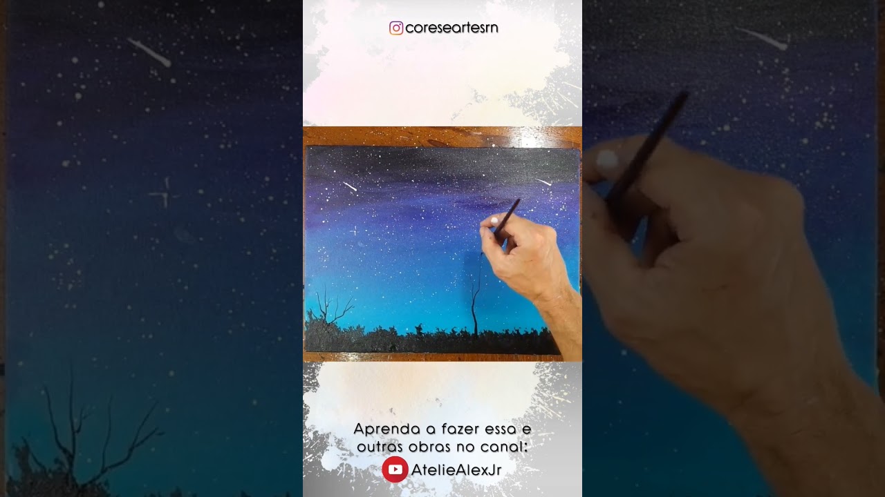 Pintura Céu Estrelado Simples e Fácil #timelapse #arte #pintura #3d #posca #aquarela #aula