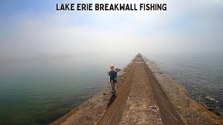 Lake Erie BREAKWALL Fishing (Multiple Species Caught)