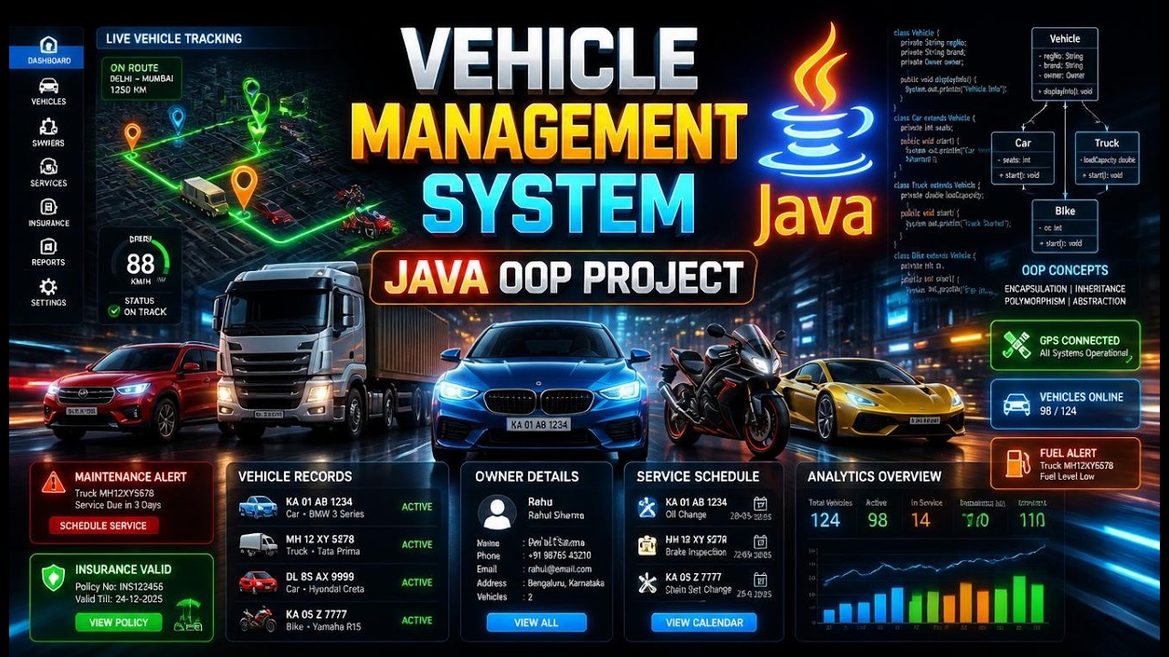 🚗 Vehicle Management System (Java) | OOP-Based Project | Mini / Major ...