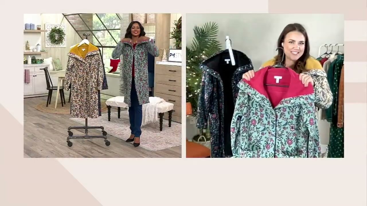Denim & Co. Canyon Retreat Printed Fleece Oversized Jacket on QVC