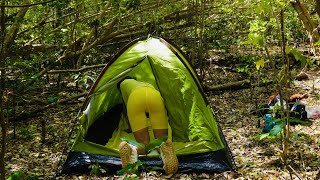 ❤️Young Girl Solo Overnight Camping In The Rain - Relaxing In The Tent With The Sound Of Nature-Asmr