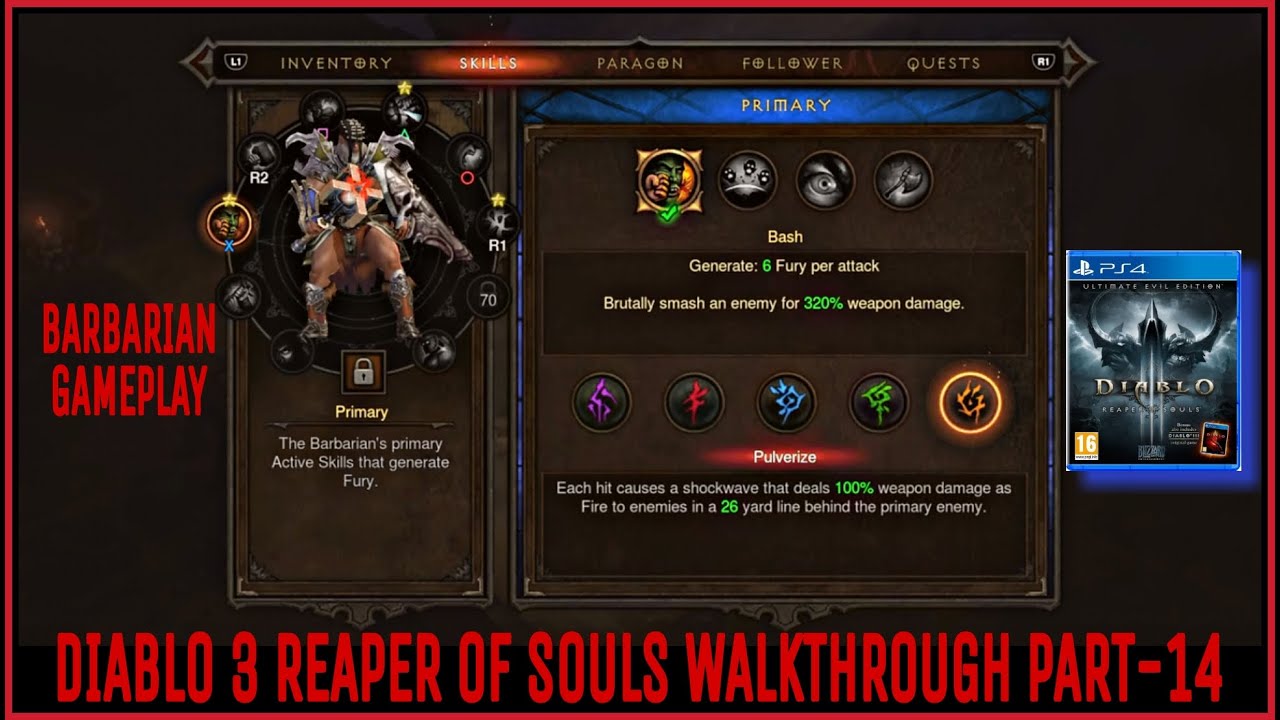 Diablo III  Reaper of Souls – Ultimate Evil Edition BARBARIAN WALKTHROUGH PART-14 PS4