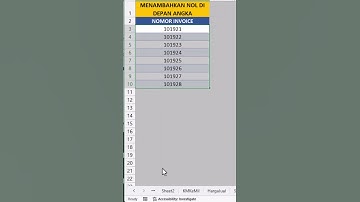 MENAMBAHKAN NOL DI DEPAN ANGKA DI EXCEL #shorts #excel #exceltips