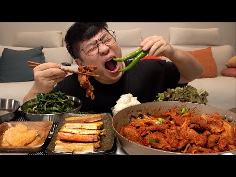 ASMR Mukbang 먹방창배 아는맛의 무서움 제육볶음 시금치무침 이건 정말 대박 레전드 먹방 stir fried <strong>spicy</strong> pork <strong>Legend</strong> kfood eatingshow