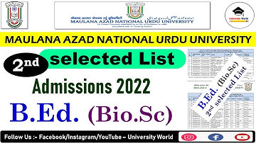 Manuu B.Ed Biological Science (2nd Selected Candidate List) 2022 || 2nd List || @UniversityWorld ​