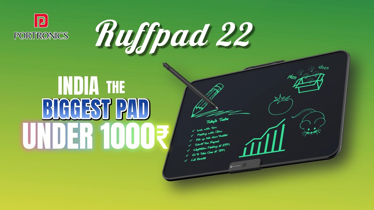 Portronics Slate Portronics Ruffpad 22 | India's Biggest Writing Pad | LCD Digital Slate ...