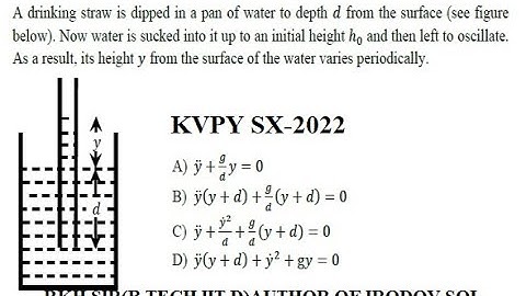 KVPY SX-2022 OSCILLATION OF DRINKING STRAW BY RKH SIR(B.TECH IIT D)