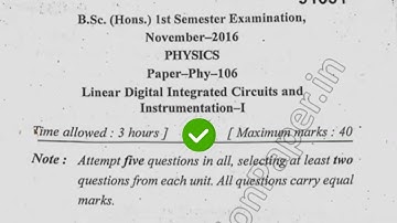 2016 Mdu BSc Hons Physics 1st Sem Digital Integrated Circuit Question Paper #MduQuestionPaper
