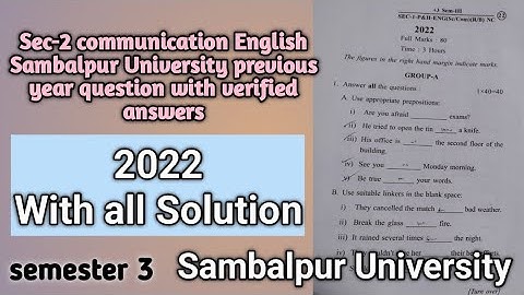 +3 3rd semester 2022 Communicative English Sambalpur University Question paper with all solutions