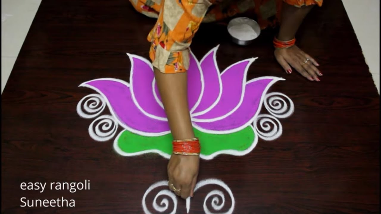 Unique Lotus flower Rangoli and kolam Designs by easy rangoli Suneetha ...