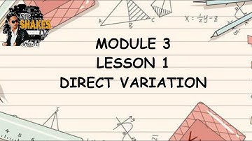 Math 9 - Quarter 2 - Lesson 1 - Direct Variation part 2 | Sir Shakes TV