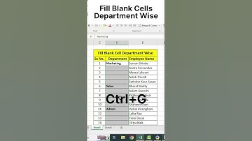 Fill Blank Cells Department Name Wise | Excel trick | #shorts