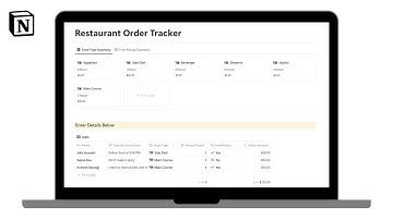 Restaurant Order Tracker | How to track restaurant orders for a business in @Notion