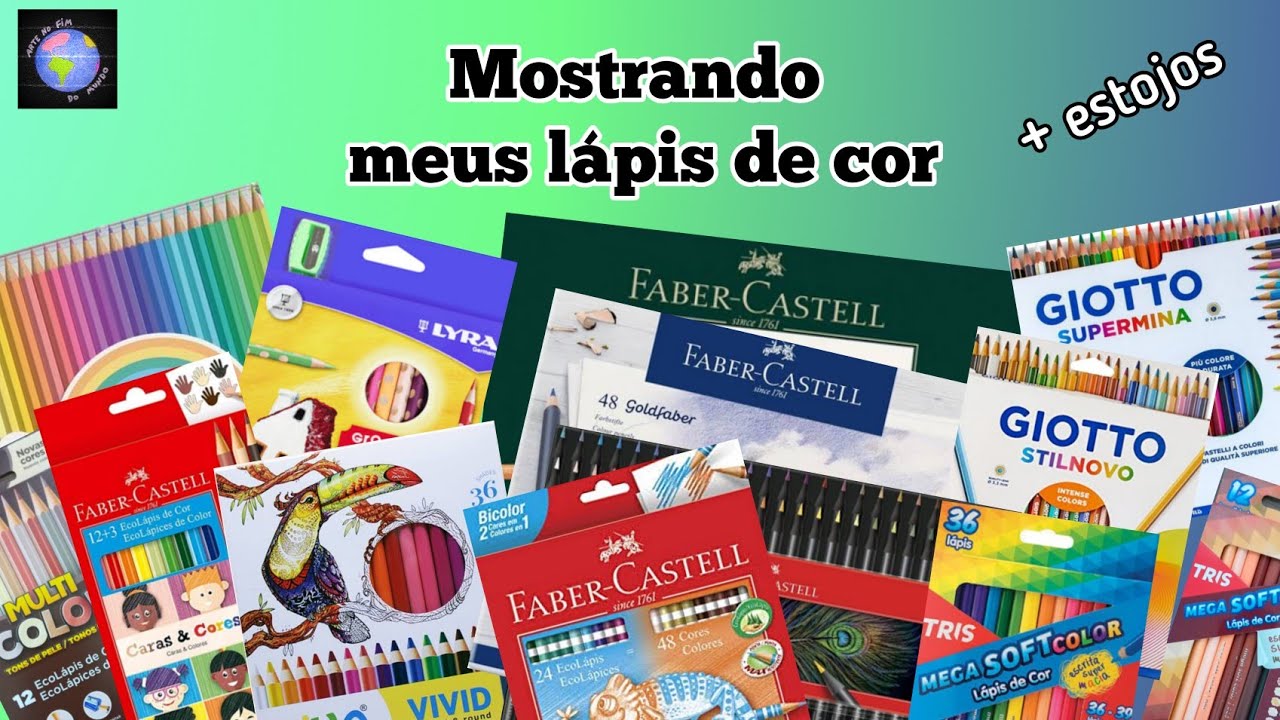 Mostrando lápis de cor e estojos