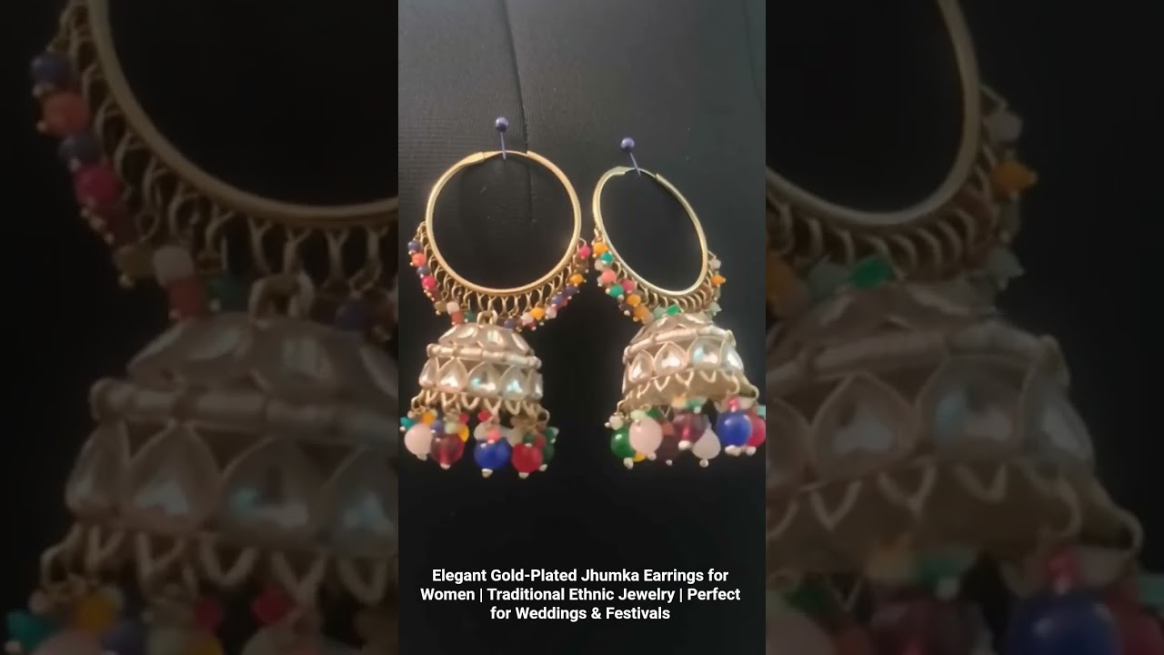 Elegant Gold-Plated Jhumka Earrings for Women | Traditional Ethnic Jewelry  