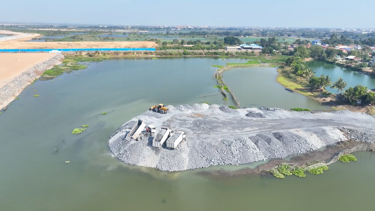 Water Transporting Rocks Good Work DumpTruck SHACMAN Many Transport Rock Filling Lake With Wheel ...