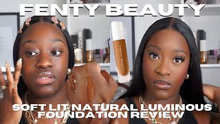 *NEW* FENTY BEAUTY SOFT LIT LUMINOUS LONGWEAR FOUNDATION REVIEW | swatches  + review | black skin