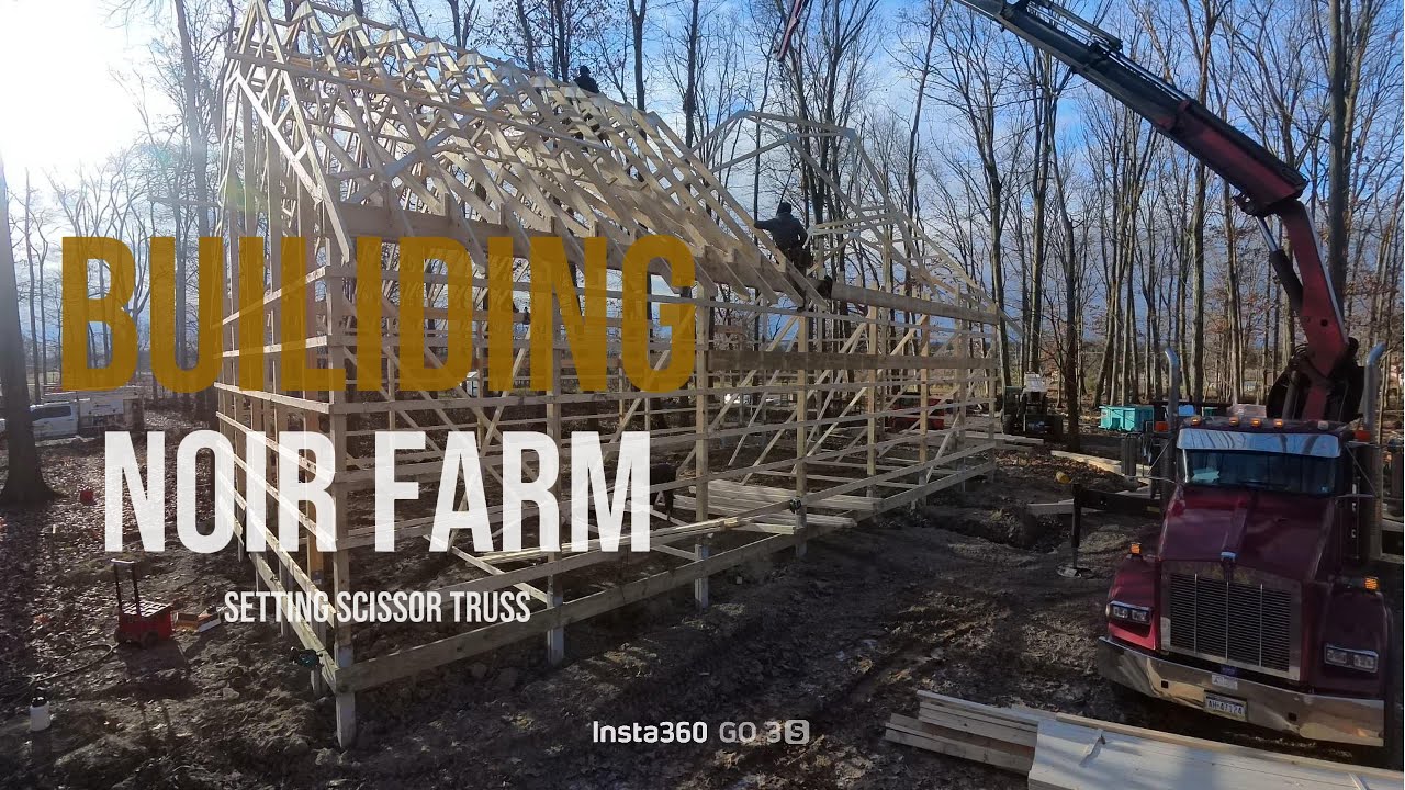 Building Noir Farm- Scissor Truss setting!