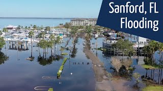 Downtown Sanford Florida St. Johns River Flooding -  Oct 2022 Drone Footage
