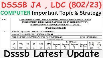 Computer Imp. Topic & Strategy | Jr. Assistant,DSSSB | Complete Analysis #dsssb #juniorassistantexam