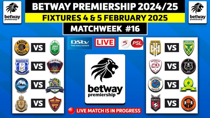 BETWAY PREMIERSHIP 2024/25 FIXTURES MATCHWEEK 16 - PSL 2024/25 SCHEDULE,  DATES & VENUE