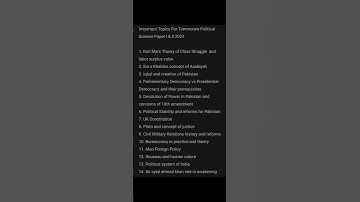 FPSC/CSS/Important Topics For Tommorow Political Science Paper I & II 2024 |self preparation22|
