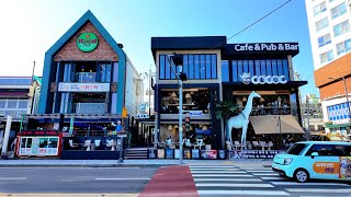 부산 광안리 카페거리 산책, Gwangalli Cafe Street •[4k] Busan, Korea