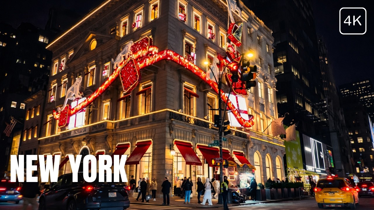 [4K] New York City Lively Night Walking Tour | Decorations and Lightings