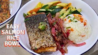 Garlic Butter Salmon Rice Bowl recipe - Quick and Easy Rice Bowl dishes - Tasty Salmon recipes