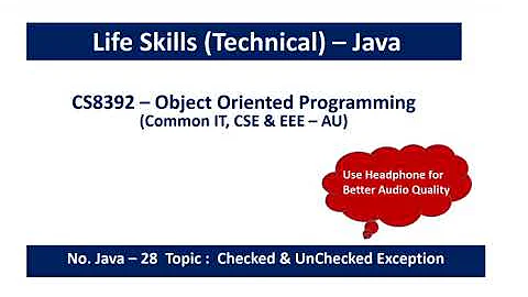 Java Checked & Unchecked Exceptions | throw vs throws keyword | Programs | CS8392 - OOP | 28