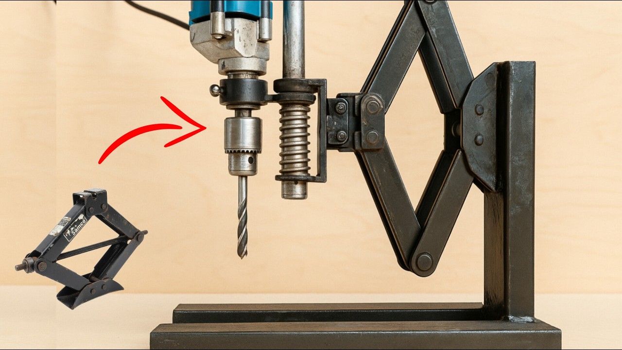 Creative and Precise Idea with an Old Car Jack 🔩 | Build a Strong Drill Stand