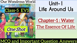 Class 5 EVS | TWAU | Chapter 1 | MCQ, Important Question Answers | Water The Essence of Life |NCERT 