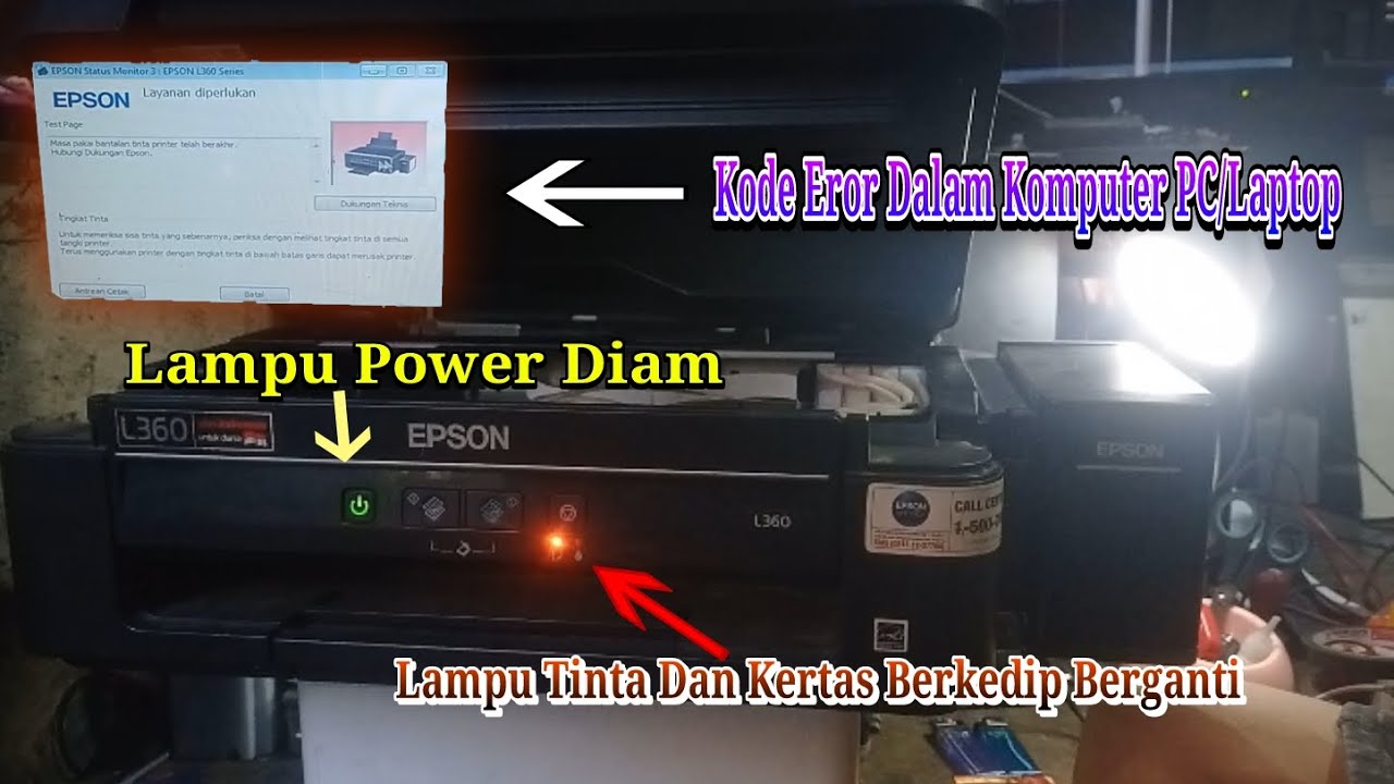 Printer Epson L360 L365 L350 L355 L210 L220 Dan L Lainnya Eror Lampu