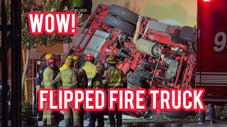 Flipped Over Firetruck E274 Breaking News #news #losangeles