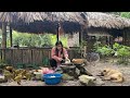 Bamboo shoot season  Making bamboo shoots with garlic and chili to sell at the market   Pa Thiep