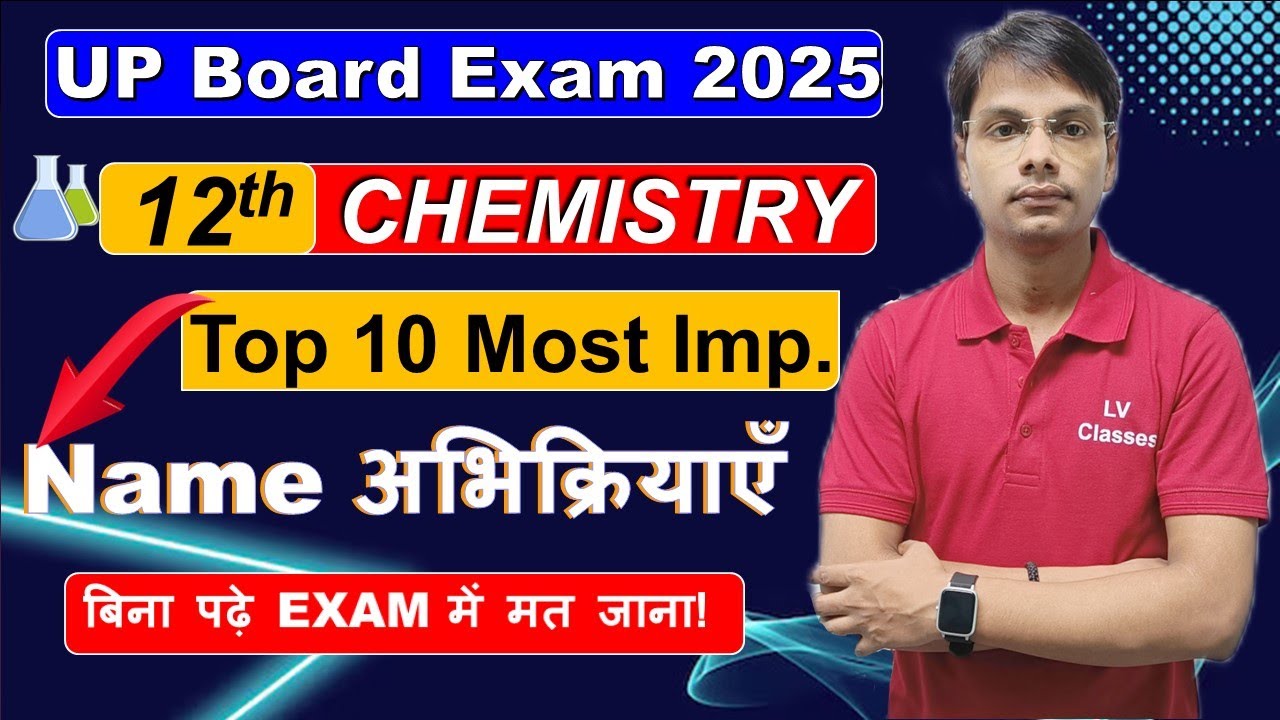 Class 12 Chemistry Top 10 Most Important Name Reactions for Board Exam 2025