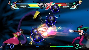 HSIEN-KO, TRON,  ARTHUR vs FELICIA, C. VIPER, MORRIGAN. (Very Hard) Ultimate Marvel vs. Capcom 3.