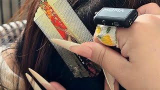 Fine-Tooth Comb Scalp Cleaning & Dandruff Removal ASMR