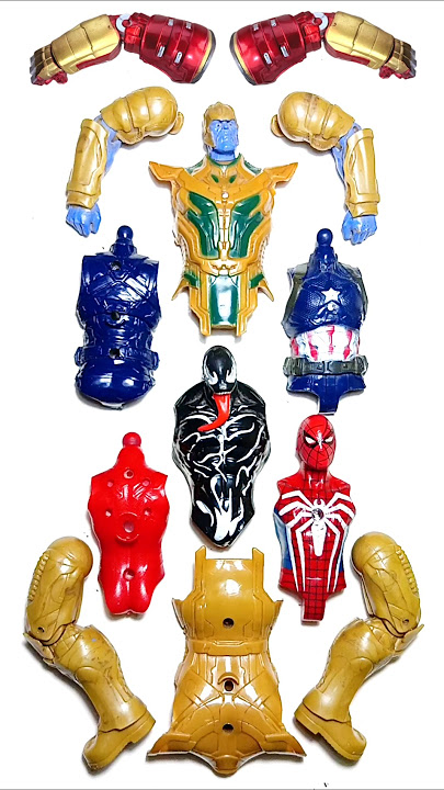 Avengers Superheroes Action Figures, Spiderman Vs Venom Vs Captain America Vs Thanos. #shorts
